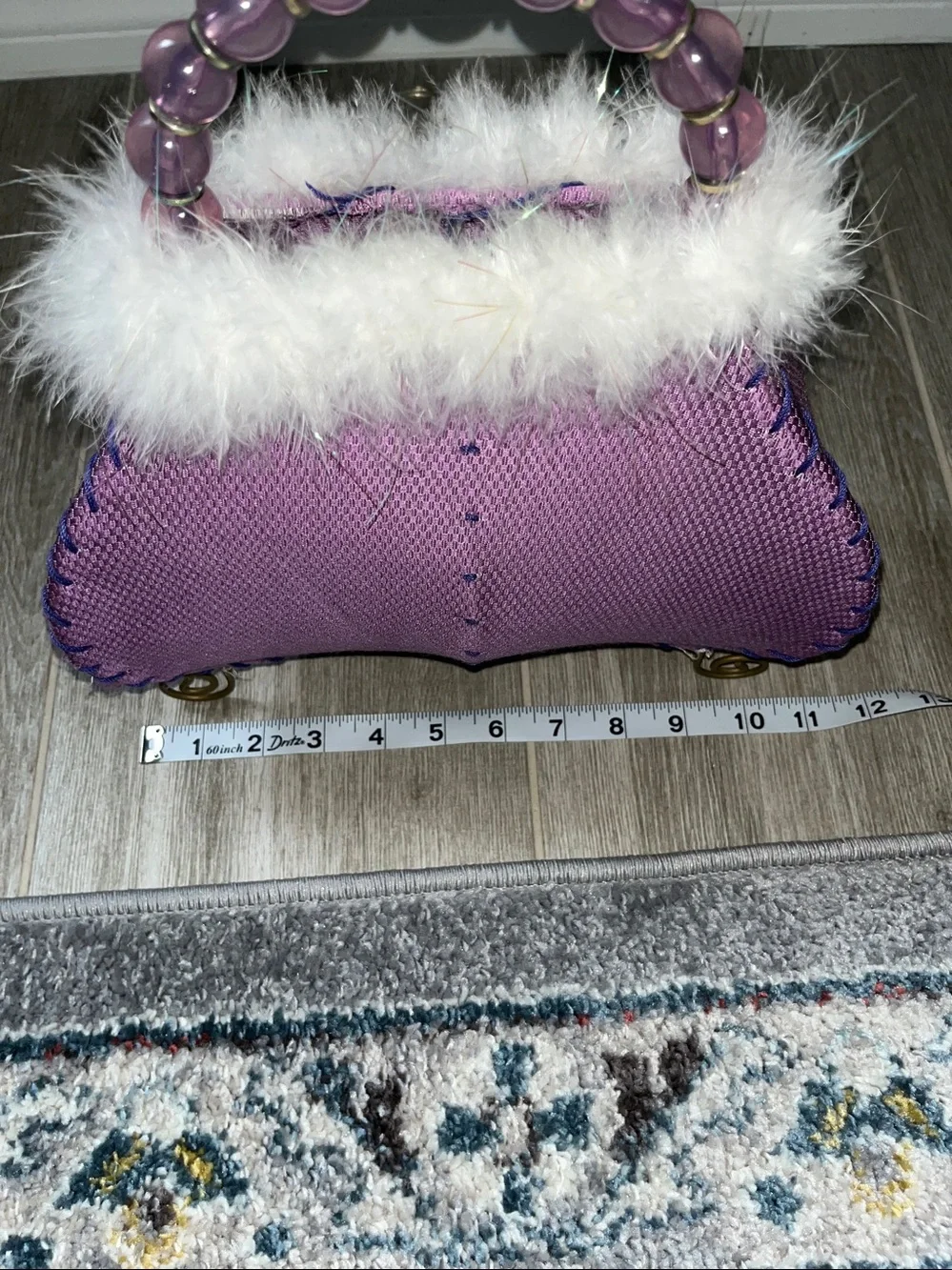 Mauve Faux-Fur Accent Table Lamp